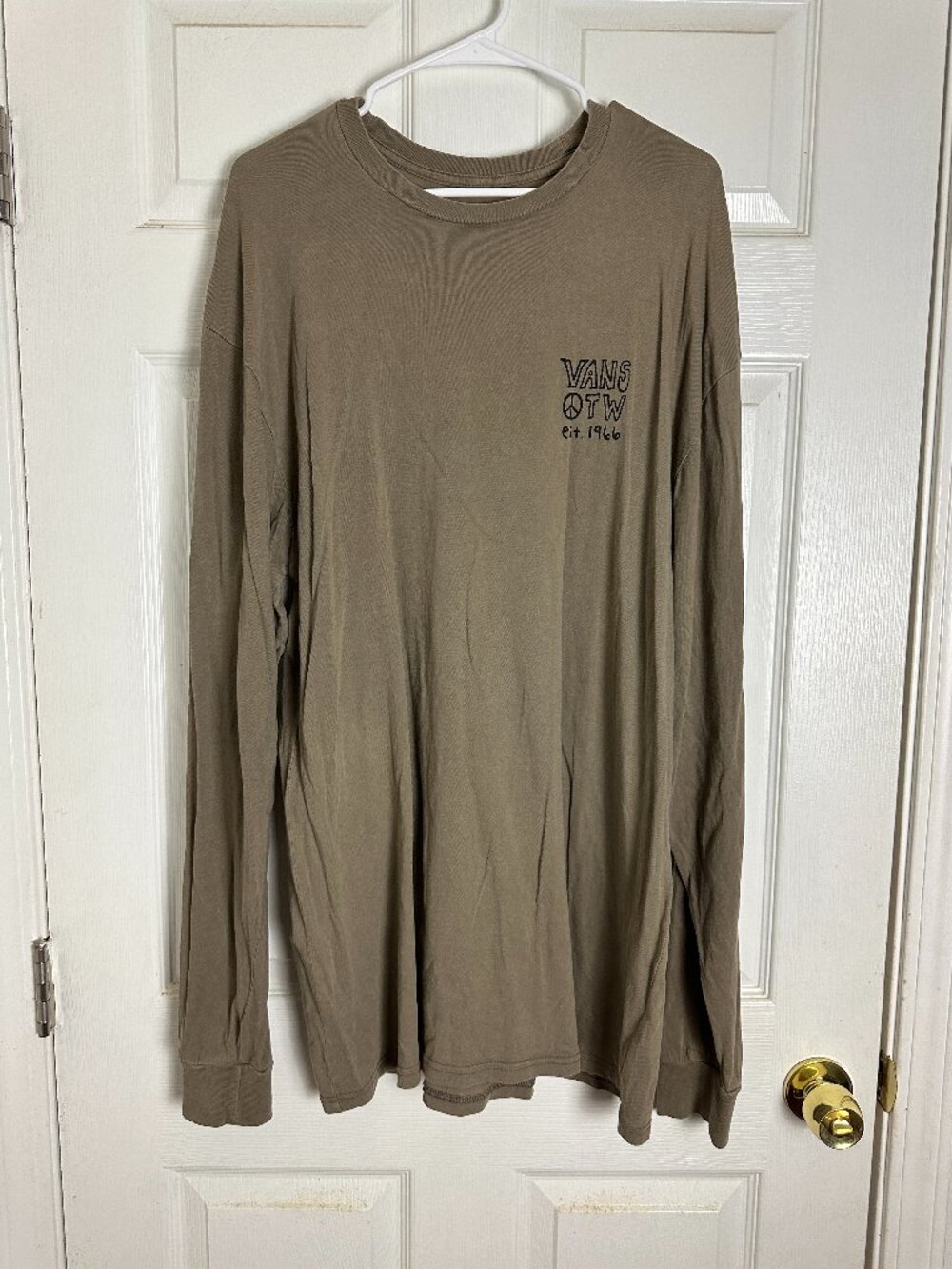 VANS Skater Brown 100% Cotton Classic Fit Graphic Long Sleeve Tee Men Size XL